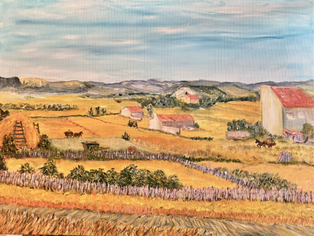 Inspired af van Gogh "The Harvest" 
80x60 cm.  4000.kr.